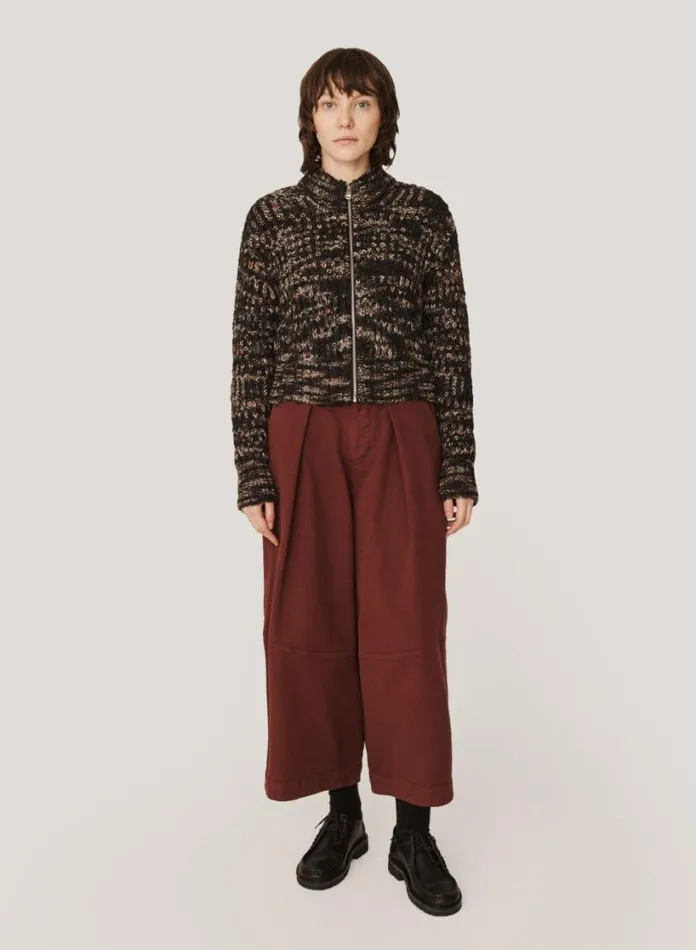 YMC Wes Spaced Dyed Cardigan Black Multi Womens Knitwear